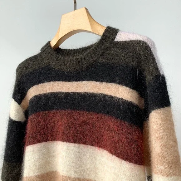 🍁ACNE STUDIOS Green and Red Kalbah Mohair Striped Sweater - Picture 14 of 16